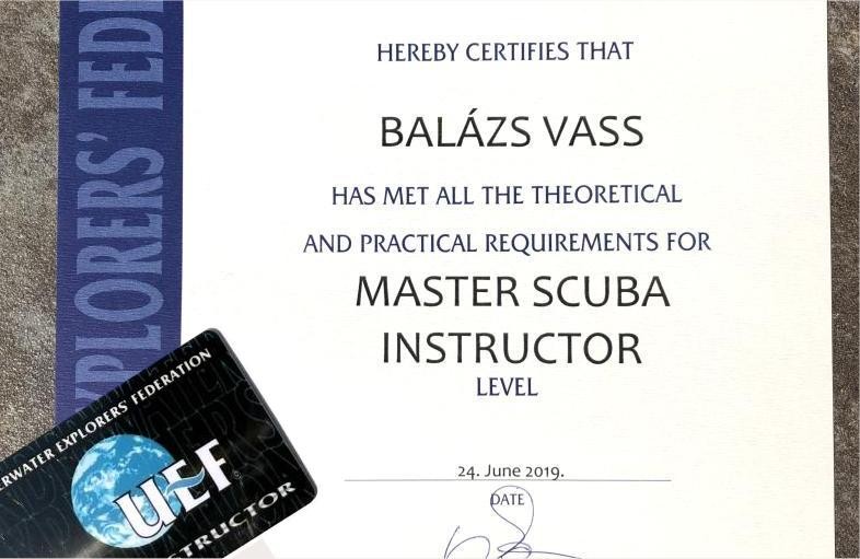 Master Scuba Instructor minősítés